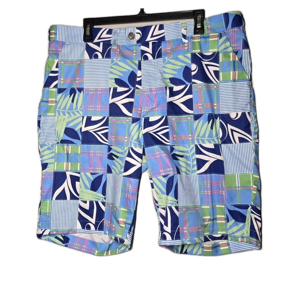 Loudmouth Shorts Mens 38 Multicolor Patchwork Tropical Bermuda Golf Beach Casual